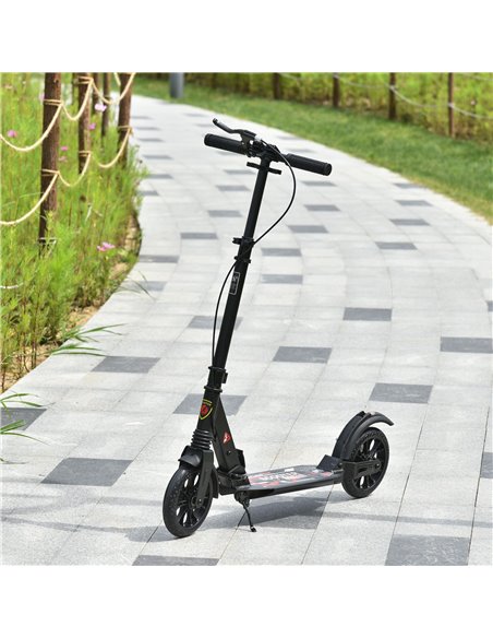 HOMCOM Adult Teens Kick Scooter Foldable Height Adjustable Aluminum Ride On Toy for 14+ with Rear Wheel & Hand Brake, Shock Miti - pic 4149 | FastDaddyshop