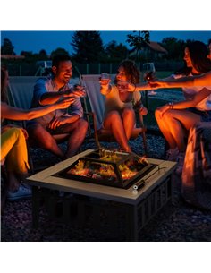 Outsunny Metal Large Firepit Outdoor Square Fire Pit Brazier, Black 842-073 2