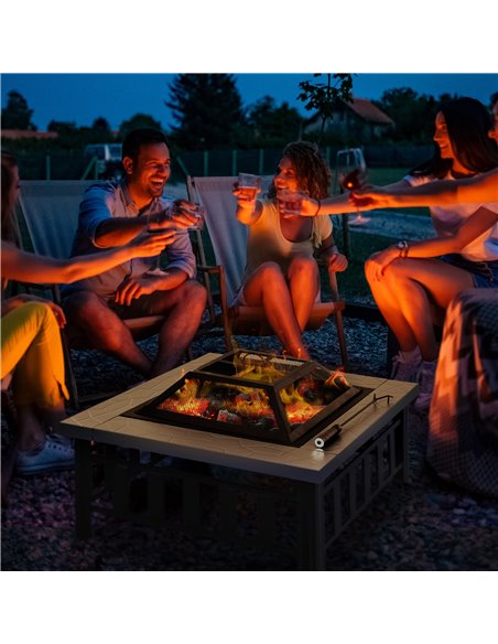 Outsunny Metal Large Firepit Outdoor Square Fire Pit Brazier, Black 842-073 - pic 41494 | FastDaddyshop