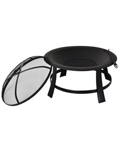 Outsunny Metal Large Firepit Bowl Outdoor Round Fire Pit, Black 842-079