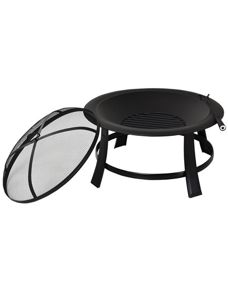 Outsunny Metal Large Firepit Bowl Outdoor Round Fire Pit, Black 842-079 - pic 41502 | FastDaddyshop