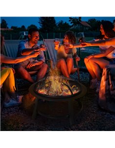 Outsunny Metal Large Firepit Bowl Outdoor Round Fire Pit, Black 842-079 2