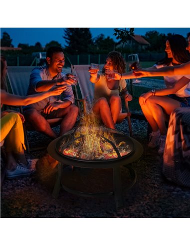 Outsunny Metal Large Firepit Bowl Outdoor Round Fire Pit, Black 842-079