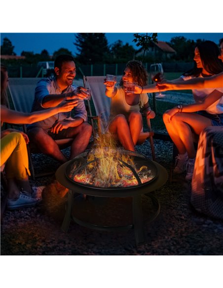 Outsunny Metal Large Firepit Bowl Outdoor Round Fire Pit, Black 842-079 - pic 41503 | FastDaddyshop