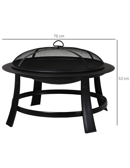 Outsunny Metal Large Firepit Bowl Outdoor Round Fire Pit, Black 842-079 - pic 41504 | FastDaddyshop
