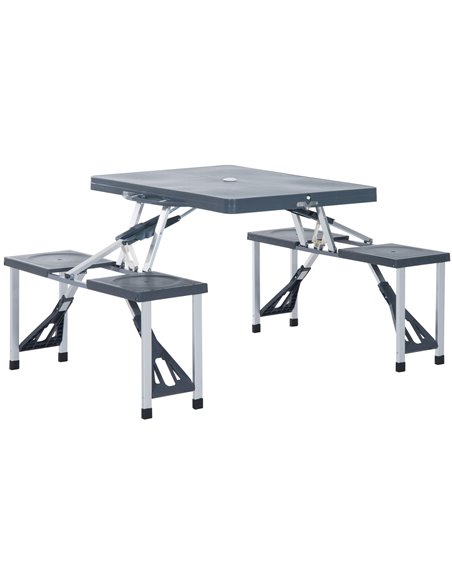 Outsunny Folding Picnic Table and Chair Set Portable Camping Hiking Dining Furniture with Four Chairs, Aluminium Frame and Suitc - pic 41511 | FastDaddyshop