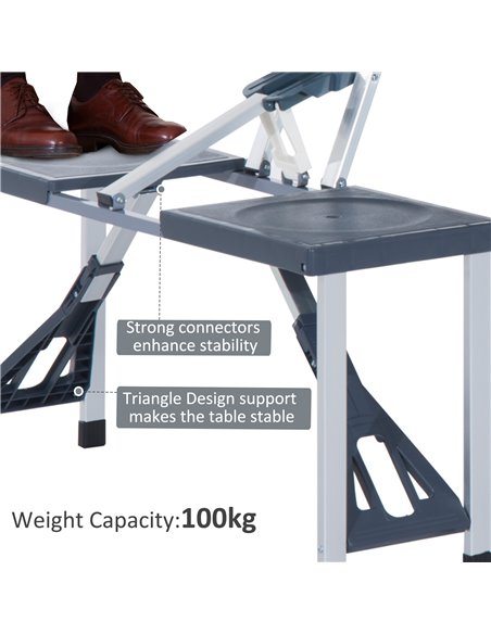 Outsunny Folding Picnic Table and Chair Set Portable Camping Hiking Dining Furniture with Four Chairs, Aluminium Frame and Suitc - pic 41515 | FastDaddyshop