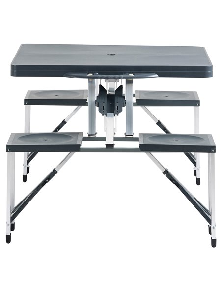 Outsunny Folding Picnic Table and Chair Set Portable Camping Hiking Dining Furniture with Four Chairs, Aluminium Frame and Suitc - pic 41518 | FastDaddyshop
