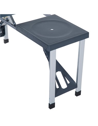 Outsunny Folding Picnic Table and Chair Set Portable Camping Hiking Dining Furniture with Four Chairs, Aluminium Frame and Suitc