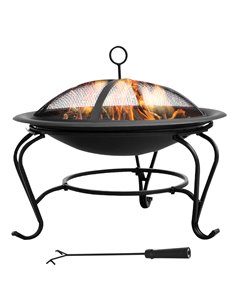 Outsunny Outdoor Fire Pit, 56 x 45H cm, Lid Included, Black 842-024