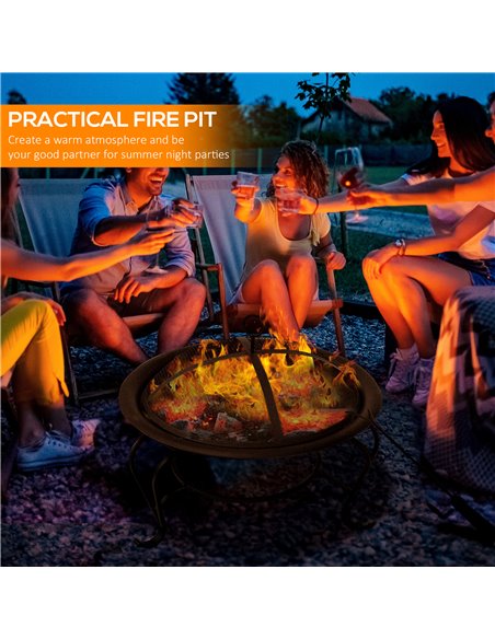Outsunny Outdoor Fire Pit, 56 x 45H cm, Lid Included, Black 842-024 - pic 41523 | FastDaddyshop