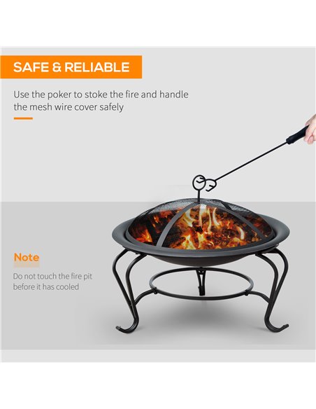 Outsunny Outdoor Fire Pit, 56 x 45H cm, Lid Included, Black 842-024 - pic 41524 | FastDaddyshop