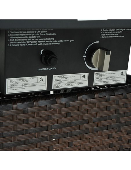 Outsunny Wicker Gas Fire Pit W/Lid 80Lx80Wx69H cm-Brown /Black 867-006 - pic 41536 | FastDaddyshop