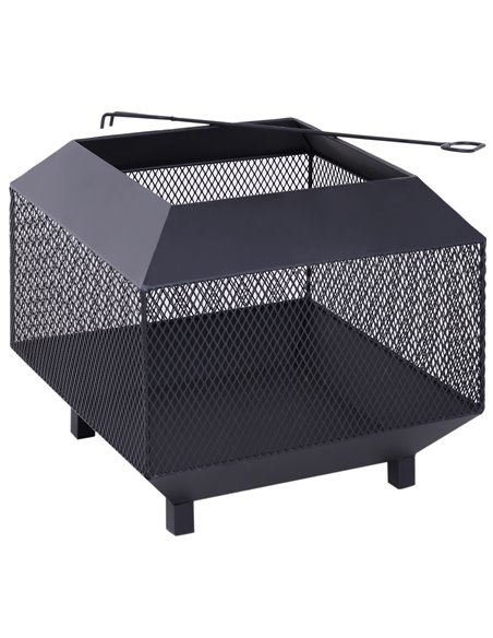 Outsunny Metal Square Fire Pit Outdoor Mesh Firepit Brazier, Black 842-090 - pic 41538 | FastDaddyshop