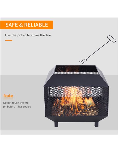 Outsunny Metal Square Fire Pit Outdoor Mesh Firepit Brazier, Black 842-090 - pic 41541 | FastDaddyshop