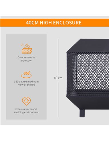 Outsunny Metal Square Fire Pit Outdoor Mesh Firepit Brazier, Black 842-090