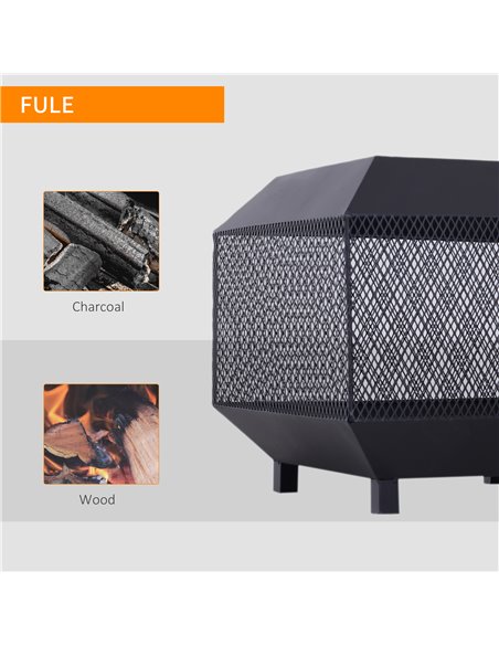 Outsunny Metal Square Fire Pit Outdoor Mesh Firepit Brazier w/ Lid, Log Grate, Poker for Backyard, Camping, Wood Burning Stove,  - pic 41543 | FastDaddyshop