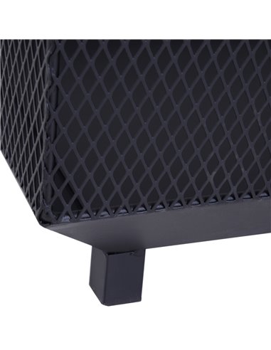 Outsunny Metal Square Fire Pit Outdoor Mesh Firepit Brazier w/ Lid, Log Grate, Poker for Backyard, Camping, Wood Burning Stove, 