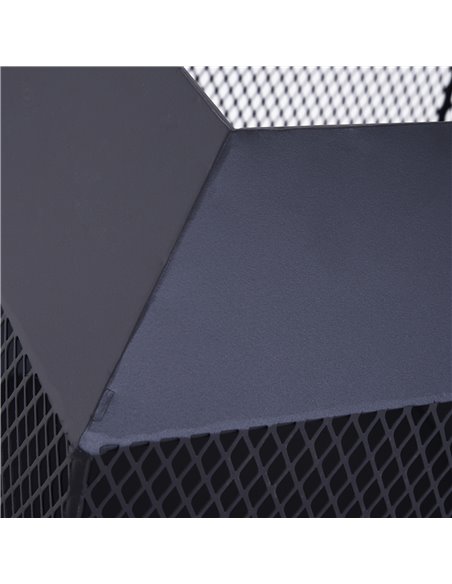Outsunny Metal Square Fire Pit Outdoor Mesh Firepit Brazier w/ Lid, Log Grate, Poker for Backyard, Camping, Wood Burning Stove,  - pic 41546 | FastDaddyshop