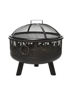 Outsunny 2-in-1 Outdoor Fire Pit with Cooking Grate Steel BBQ Grill, Black 842-169