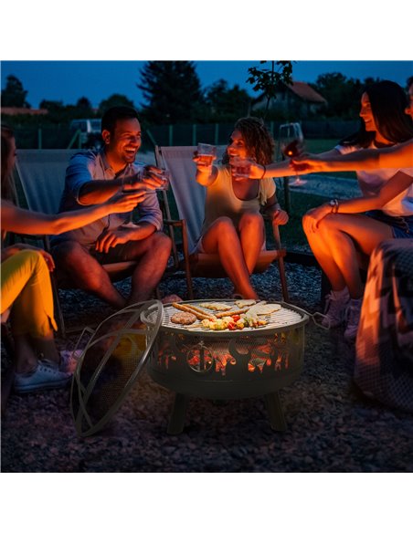 Outsunny 2-in-1 Outdoor Fire Pit with Cooking Grate Steel BBQ Grill, Black 842-169 - pic 41548 | FastDaddyshop