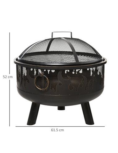 Outsunny 2-in-1 Outdoor Fire Pit with Cooking Grate Steel BBQ Grill, Black 842-169