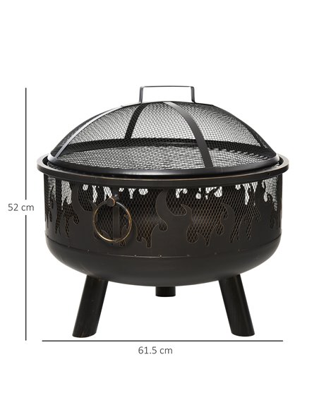 Outsunny 2-in-1 Outdoor Fire Pit with Cooking Grate Steel BBQ Grill, Black 842-169 - pic 41549 | FastDaddyshop