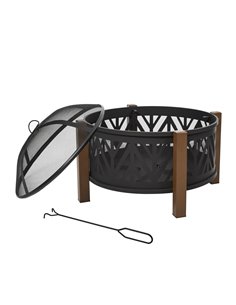 Outsunny 2-in-1 Outdoor Fire Pit Bowl with BBQ Grill, Black 842-172