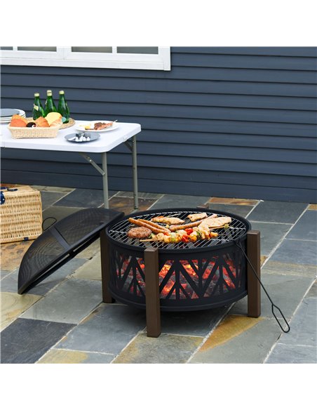 Outsunny 2-in-1 Outdoor Fire Pit Bowl with BBQ Grill, Black 842-172 - pic 41557 | FastDaddyshop