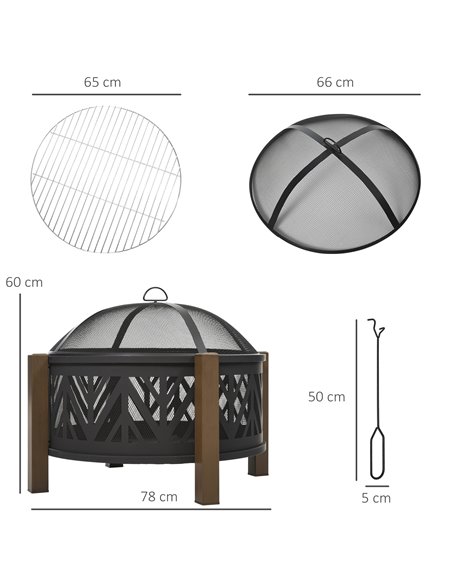 Outsunny 2-in-1 Outdoor Fire Pit Bowl with BBQ Grill, Black 842-172 - pic 41558 | FastDaddyshop