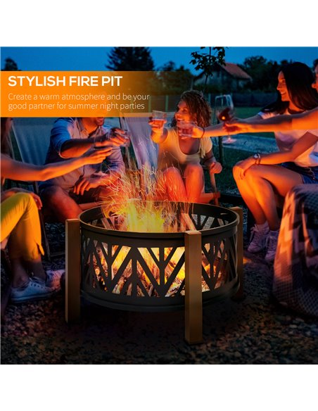 Outsunny 2-in-1 Outdoor Fire Pit Bowl with BBQ Grill Grate 30" Steel Heater with Spark Screen Cover, Fire Poker for Backyard Bon - pic 41563 | FastDaddyshop