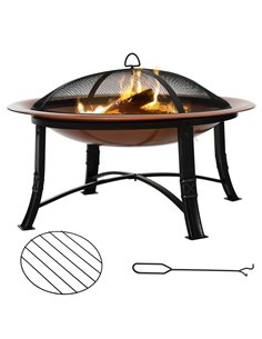 Outsunny Metal Large Firepit Bowl Outdoor Round Fire Pit, Bronze 842-173