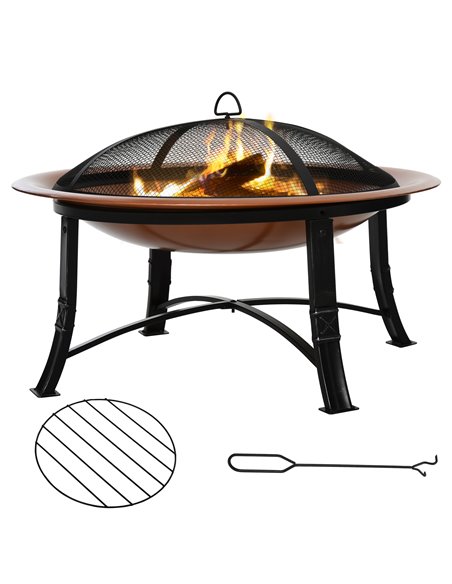 Outsunny Metal Large Firepit Bowl Outdoor Round Fire Pit, Bronze 842-173 - pic 41592 | FastDaddyshop