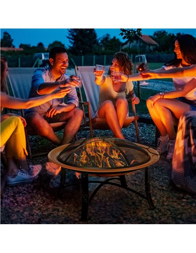 Outsunny Metal Large Firepit Bowl Outdoor Round Fire Pit, Bronze 842-173