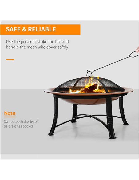 Outsunny Metal Large Firepit Bowl Outdoor Round Fire Pit, Bronze 842-173 - pic 41595 | FastDaddyshop