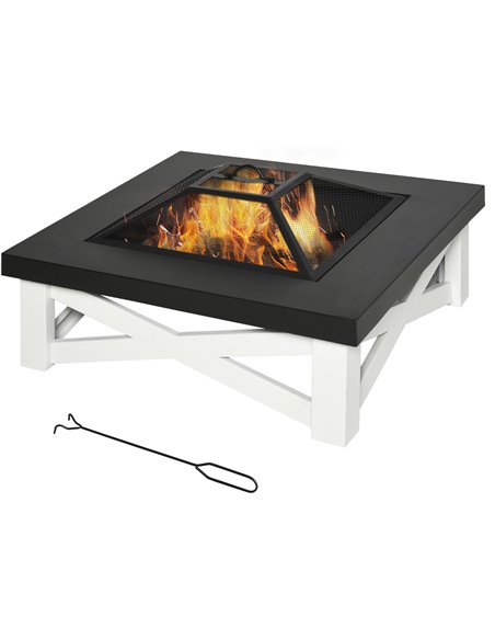 Outsunny Metal Large Firepit Outdoor 3 in 1 Square Fire Pit Brazier, Black 842-171 - pic 41601 | FastDaddyshop