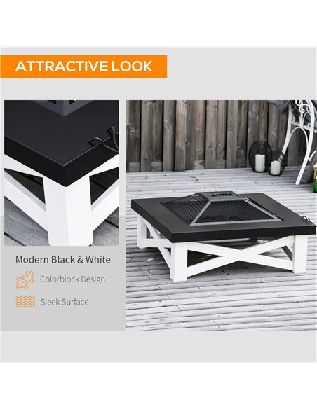 Outsunny Metal Large Firepit Outdoor 3 in 1 Square Fire Pit Brazier w/ BBQ Grill, Lid, Log Grate, Poker for Backyard, Bonfire, 8 - pic 41604 | FastDaddyshop
