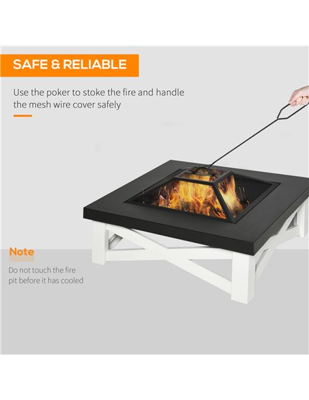 Outsunny Metal Large Firepit Outdoor 3 in 1 Square Fire Pit Brazier w/ BBQ Grill, Lid, Log Grate, Poker for Backyard, Bonfire, 8 - pic 41607 | FastDaddyshop