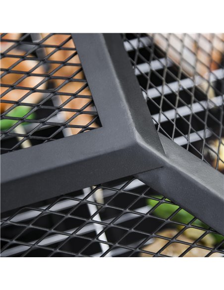 Outsunny Metal Large Firepit Outdoor 3 in 1 Square Fire Pit Brazier w/ BBQ Grill, Lid, Log Grate, Poker for Backyard, Bonfire, 8 - pic 41609 | FastDaddyshop