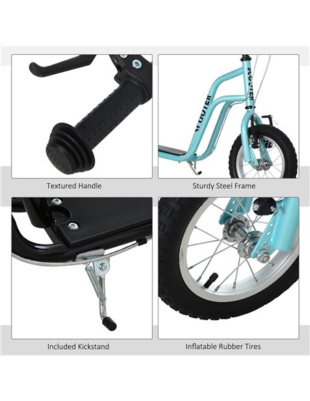 HOMCOM Kids Steel Height Adjustable Kick Scooter Blue/Black - pic 4161 | FastDaddyshop