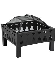 Outsunny Outdoor Fire Pit with Screen Cover, Wood Burner, Black 842-232