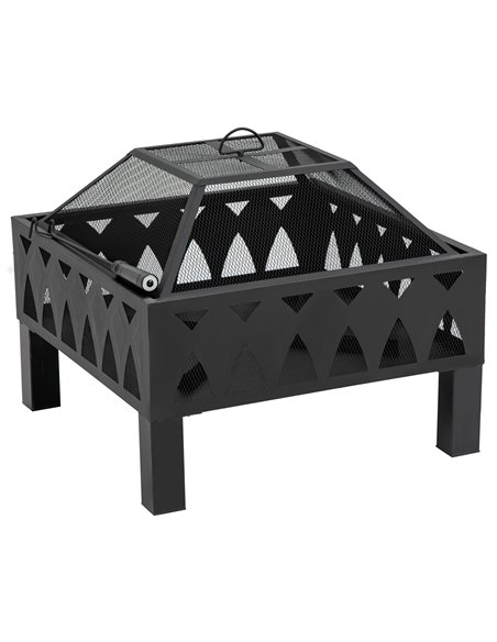 Outsunny Outdoor Fire Pit with Screen Cover, Wood Burner, Black 842-232 - pic 41610 | FastDaddyshop