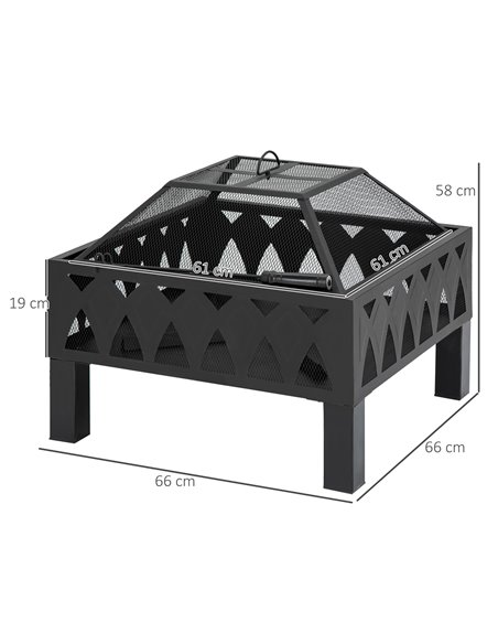 Outsunny Outdoor Fire Pit with Screen Cover, Wood Burner, Log Burning Bowl with Poker for Patio, Backyard, Black 842-232 - pic 41612 | FastDaddyshop
