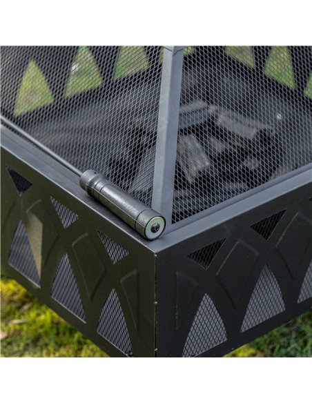 Outsunny Outdoor Fire Pit with Screen Cover, Wood Burner, Log Burning Bowl with Poker for Patio, Backyard, Black 842-232 - pic 41618 | FastDaddyshop