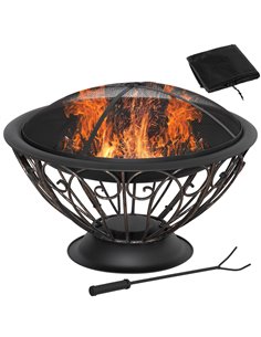 Outsunny Outdoor Fire Pit for Garden, Black & Bronze 842-273V00BK