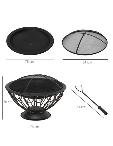 Outsunny Outdoor Fire Pit for Garden, Black & Bronze 842-273V00BK