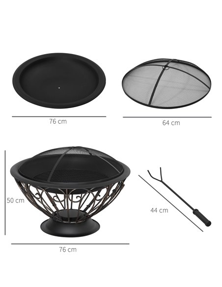 Outsunny Outdoor Fire Pit for Garden, Black & Bronze 842-273V00BK - pic 41621 | FastDaddyshop