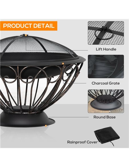 Outsunny Outdoor Fire Pit for Garden, Black & Bronze 842-273V00BK - pic 41623 | FastDaddyshop