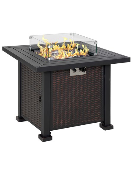 Outsunny Square Propane Gas Fire Pit Table, Black 842-252V01SR - pic 41628 | FastDaddyshop