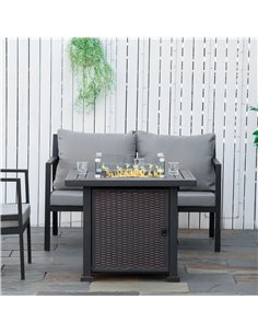 Outsunny Square Propane Gas Fire Pit Table, Black 842-252V01SR 2